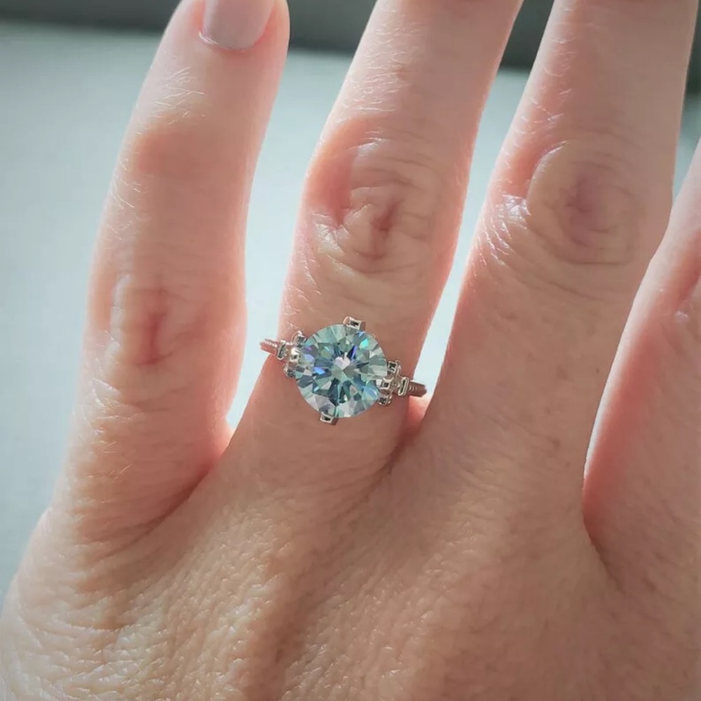Pretty 925 Silver Rings for Women Aquamarine Ring - Picture 6 of 6